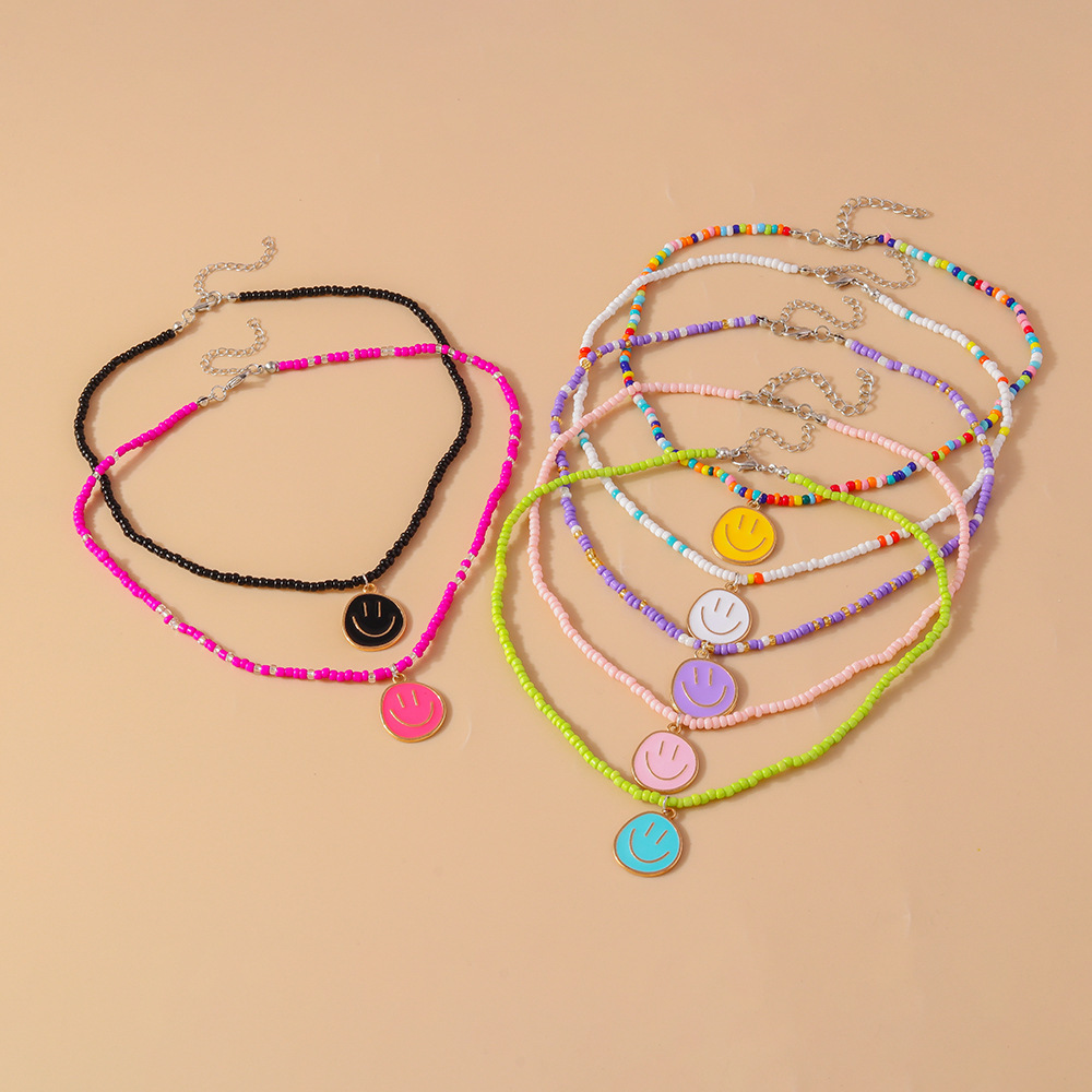Colorful Dopamine Face Bead Necklace